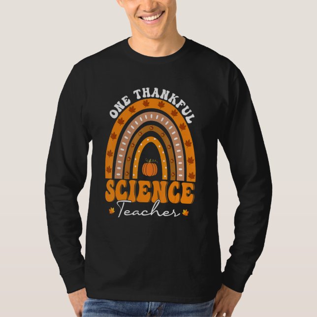 Thanksgiving Teacher One Thankful Science Teacher  T Shirt (Framsida)