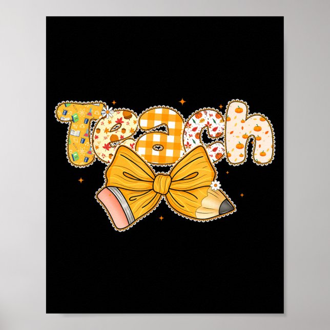 Thanksgiving Teacher Pencil Bow Fall One Thankful  Poster (Framsidan)