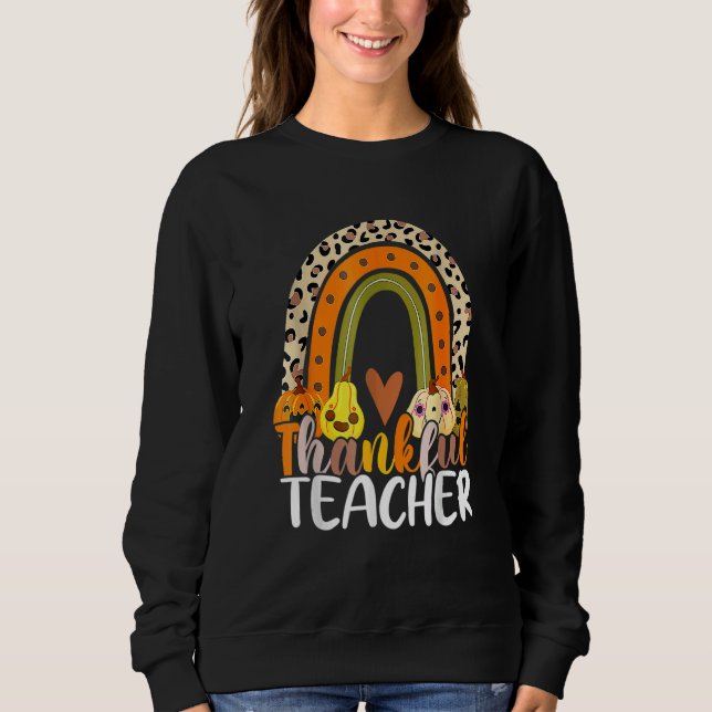 Thanksgiving Teacher Thankful Teacher Rainbow Pump T Shirt (Framsida)