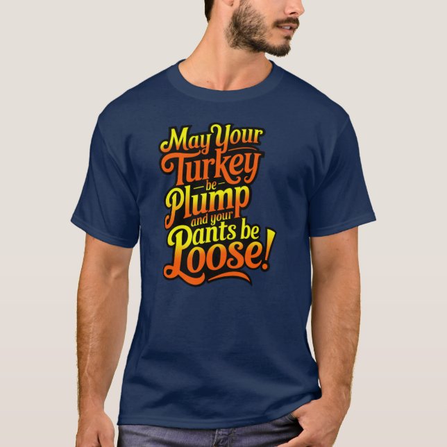 Thanksgiving, Tecknad Farmer Turkey, T-Shirt (Framsida)