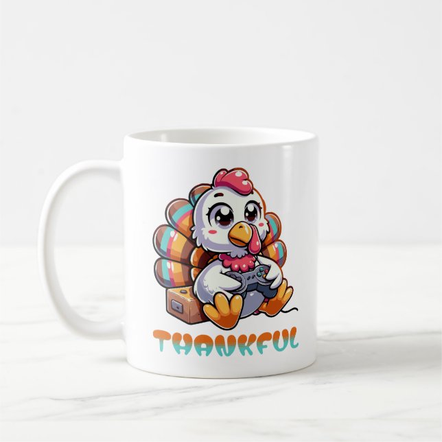 Thanksgiving Thanker Gamer Animal Turkey Kaffemugg (Vänster)