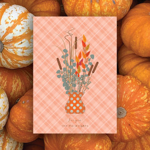 Thanksgiving "Thankful" Fall Löv Arrangemang Julkort