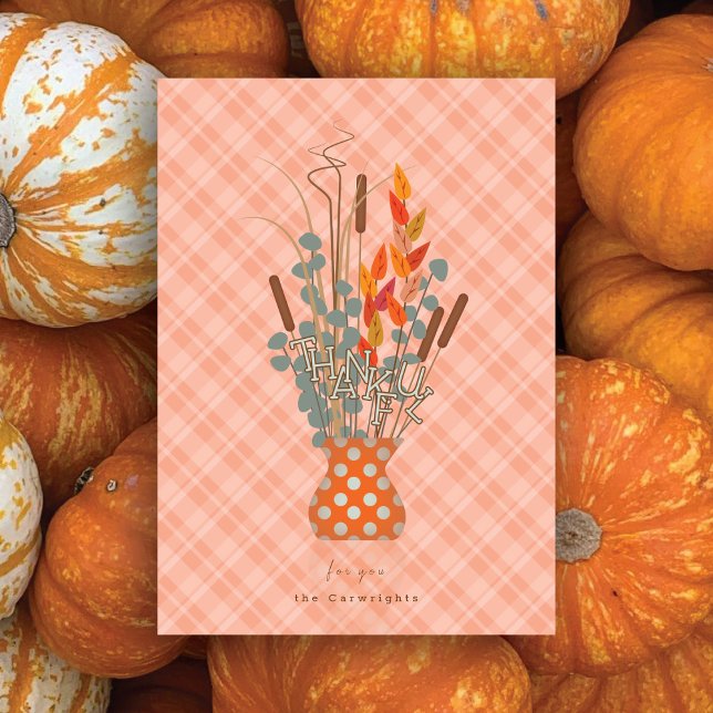 Thanksgiving "Thankful" Fall Löv Arrangemang Julkort (Skapare uppladdad)