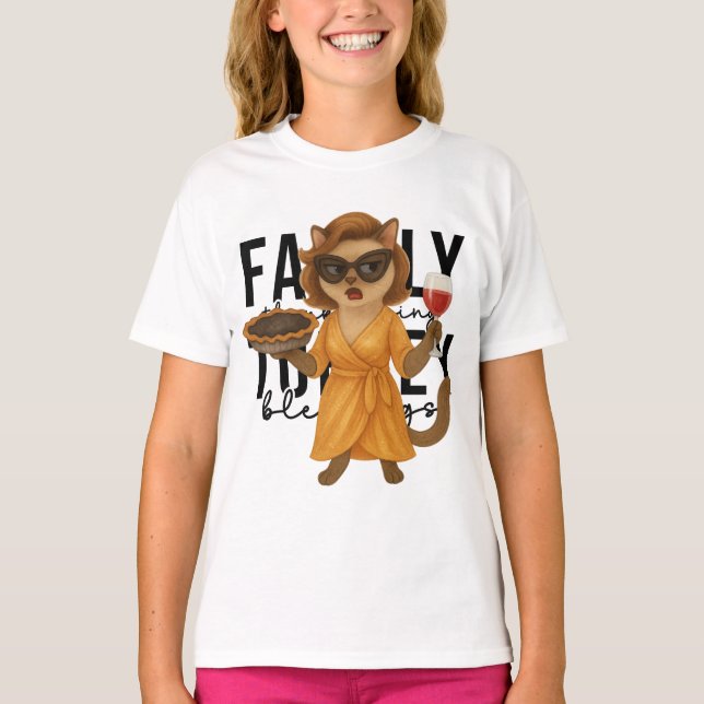 Thanksgiving themed for cat lovers t shirt (Framsida)