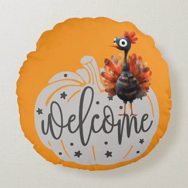 Thanksgiving Themsen Dekorativ kudde med Turkiet (Framsidan)