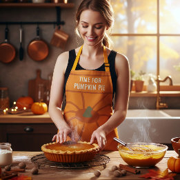 Thanksgiving Tid för Pumpkin Paj Orange Apron