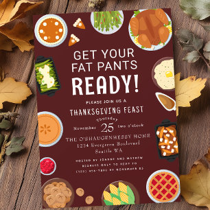 Thanksgiving Tjock Byxor Middagen i Firande Inbjudningar