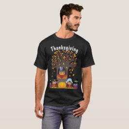 Thanksgiving träd med söt uggla T-shirt