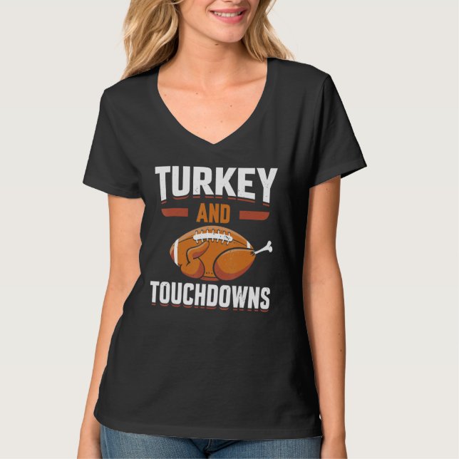 Thanksgiving Turkey and Touchdowns Football Men Bo T Shirt (Framsida)