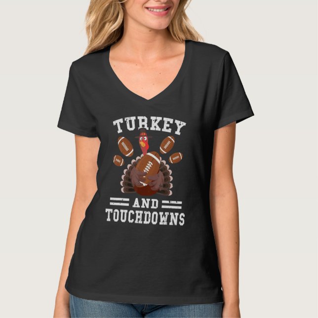 Thanksgiving Turkey And Touchdowns Football Men Bo T Shirt (Framsida)