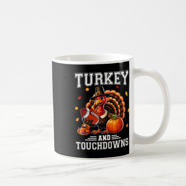 Thanksgiving Turkey And Touchdowns Footbyll Men Ki Kaffemugg (Höger)