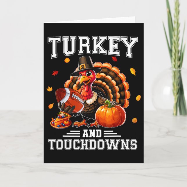 Thanksgiving Turkey And Touchdowns Footbyll Men Ki Kort (Framsida)