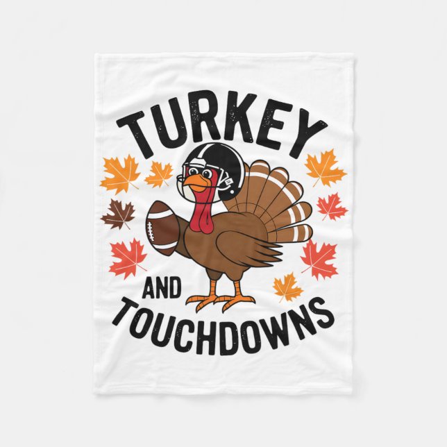 Thanksgiving Turkey And Touchdowns Fotbollsspelare Fleecefilt (Framsidan)