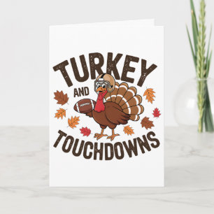 Thanksgiving Turkey And Touchdowns Fotbollsspelare Kort