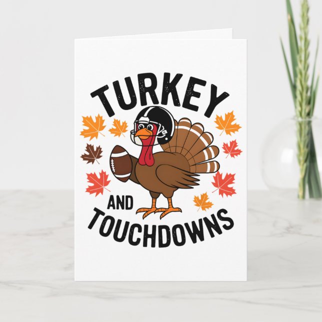 Thanksgiving Turkey And Touchdowns Fotbollsspelare Kort (Framsida)