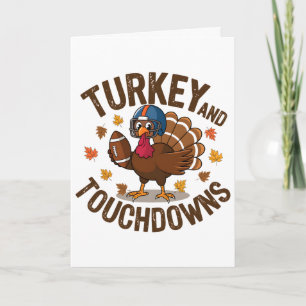 Thanksgiving Turkey And Touchdowns Fotbollsspelare Kort