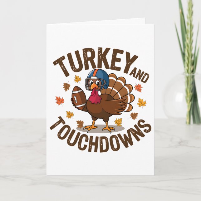Thanksgiving Turkey And Touchdowns Fotbollsspelare Kort (Framsida)