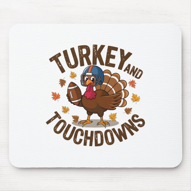 Thanksgiving Turkey And Touchdowns Fotbollsspelare Musmatta (Framsidan)