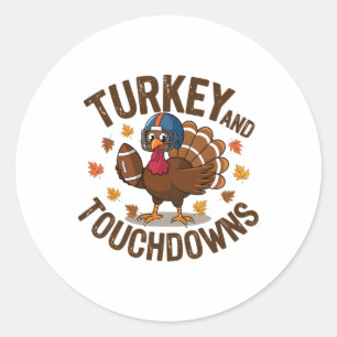 Thanksgiving Turkey And Touchdowns Fotbollsspelare Runt Klistermärke