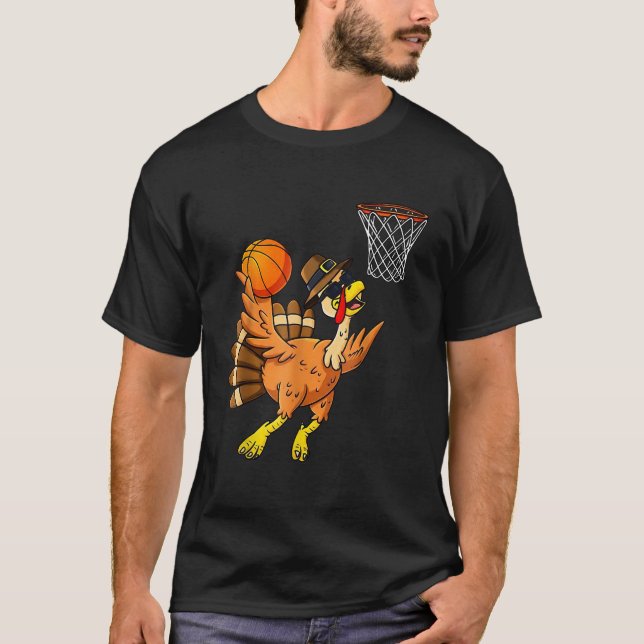 Thanksgiving Turkey Basketball Player Funny Boys G T Shirt (Framsida)
