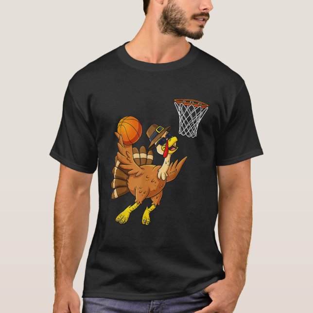 Thanksgiving Turkey Basketball Player Funny Boys G T Shirt (Framsida)