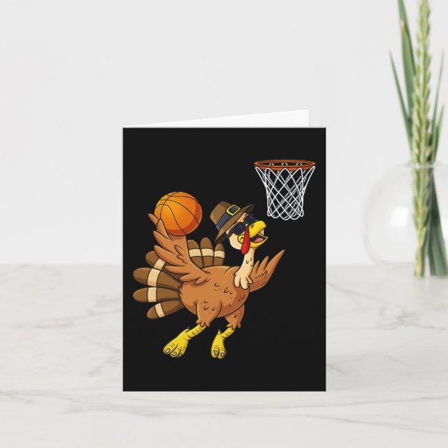 Thanksgiving Turkey Basketball Player Roligt Boys  Kort (Framsida)