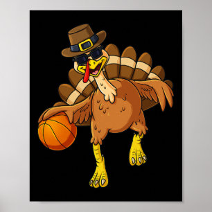 Thanksgiving Turkey Basketball Player Roligt Boys  Poster