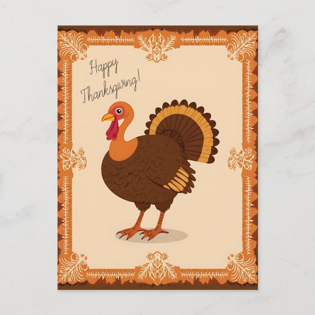 Thanksgiving Turkey Border Vykort (Framsida)