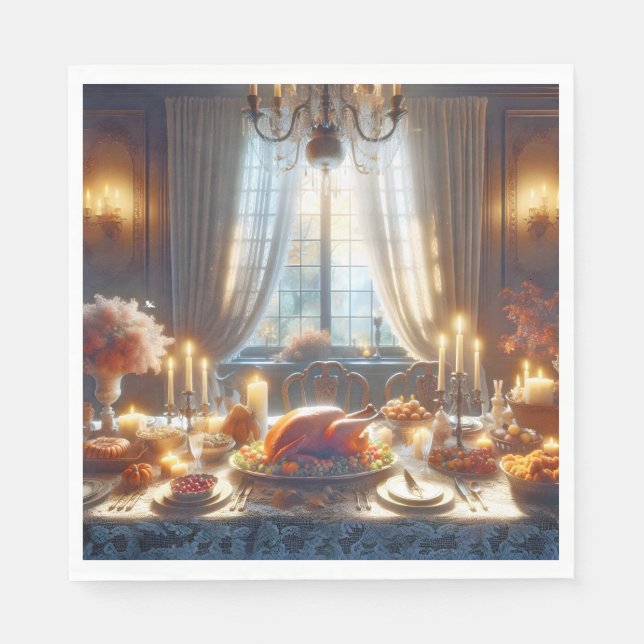 Thanksgiving Turkey Centerpart Pappersservett (Framsidan)