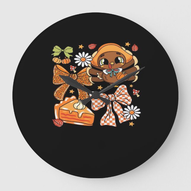 Thanksgiving Turkey Coquette Classic T-Shirt Stor Klocka (Framsida)