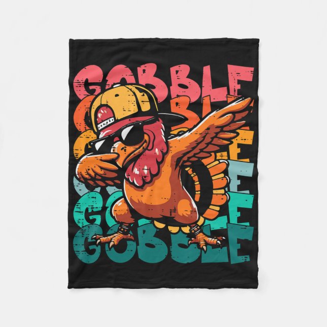 Thanksgiving Turkey Dab Gobble Funny Toddler Boys  Fleecefilt (Framsidan)