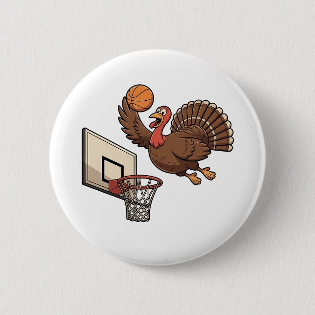 Thanksgiving Turkey Dunking Basketball Funny Knapp (Framsida)