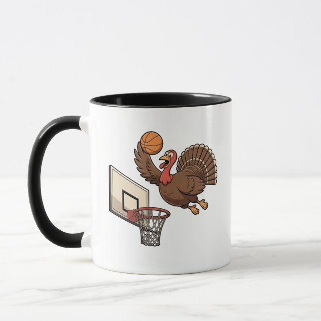 Thanksgiving Turkey Dunking Basketball Funny Mugg (Vänster)