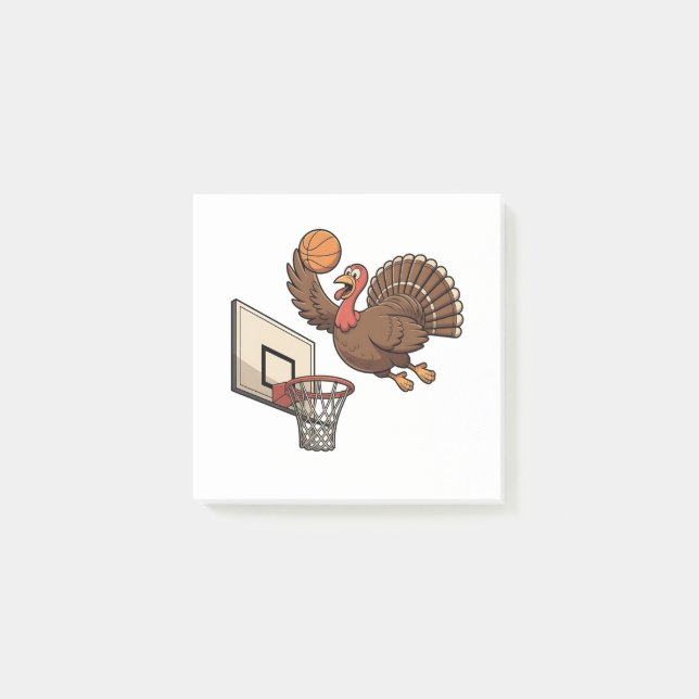 Thanksgiving Turkey Dunking Basketball Funny Post-it Block (Framsida)
