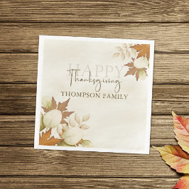 Thanksgiving Turkey Elegant Greenery Foliage Pappe Pappersservett