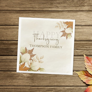 Thanksgiving Turkey Elegant Greenery Foliage Pappe Pappersservett