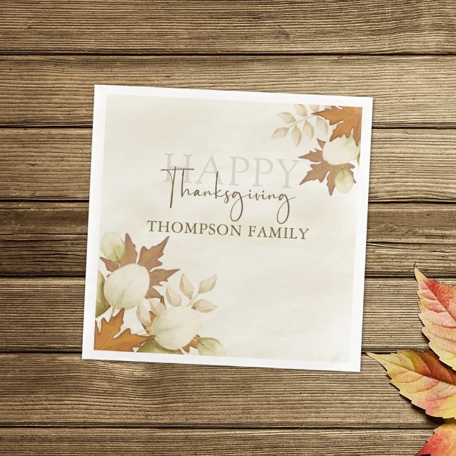 Thanksgiving Turkey Elegant Greenery Foliage Pappe Pappersservett (Skapare uppladdad)
