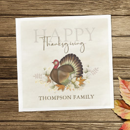 Thanksgiving Turkey Elegant Greenery Foliage Pappersservett