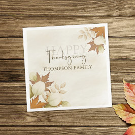 Thanksgiving Turkey Elegant Greenery Foliage Pappersservett