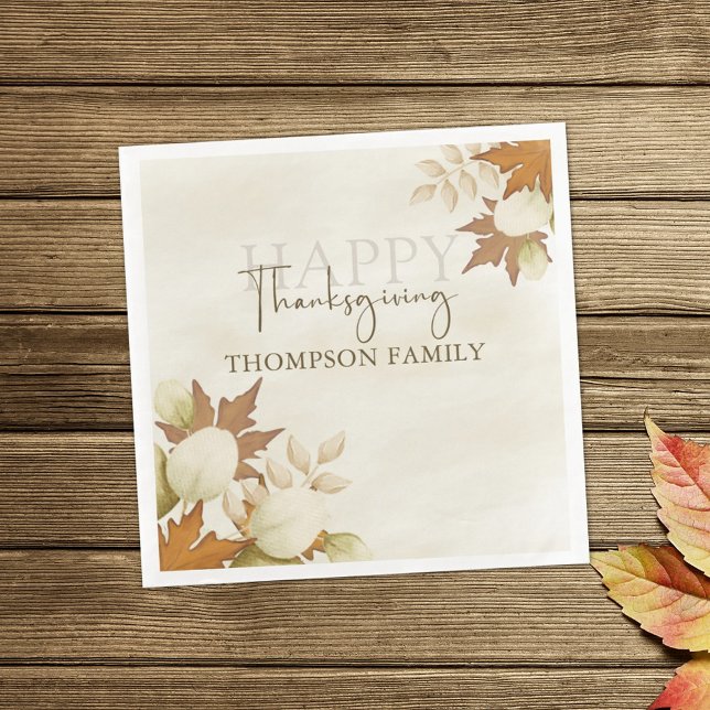 Thanksgiving Turkey Elegant Greenery Foliage Pappersservett (Skapare uppladdad)