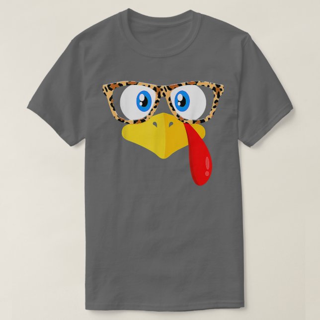 Thanksgiving Turkey Face Leopard Print Glasses Wom T Shirt (Design framsida)