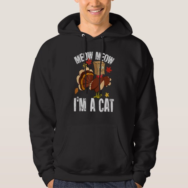 Thanksgiving  Turkey Fake Cat for Men Women Hoodie (Framsida)