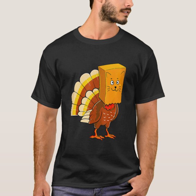 Thanksgiving Turkey Fake Cat Meow  Cat Thanksgivin T Shirt (Framsida)