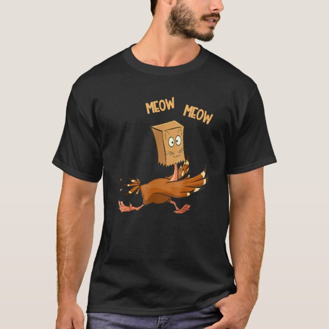 Thanksgiving Turkey Fake Cat Meow  Cat Thanksgivin T Shirt (Framsida)