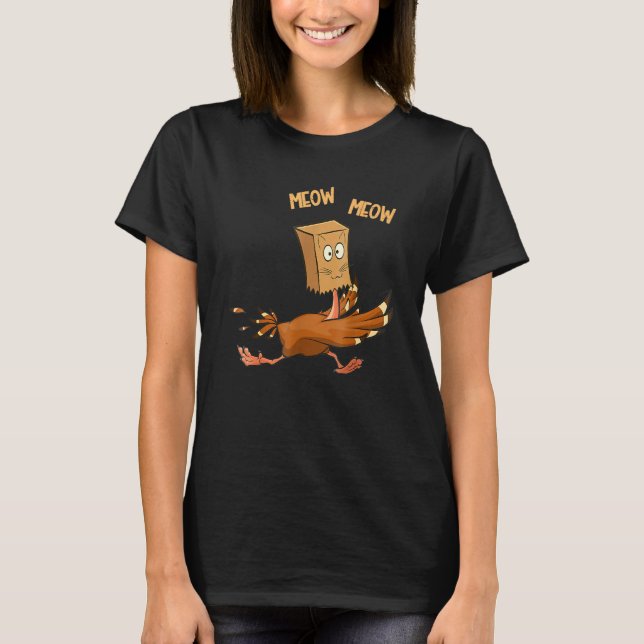 Thanksgiving Turkey Fake Cat Meow  Cat Thanksgivin T Shirt (Framsida)