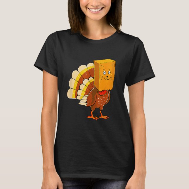 Thanksgiving Turkey Fake Cat Meow  Cat Thanksgivin T Shirt (Framsida)