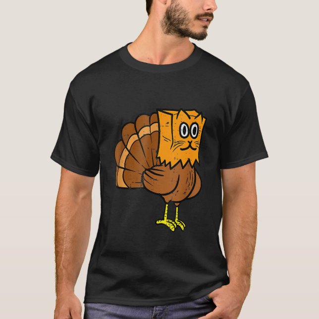 Thanksgiving Turkey Fake Cat Meow  Cat Thanksgivin T Shirt (Framsida)