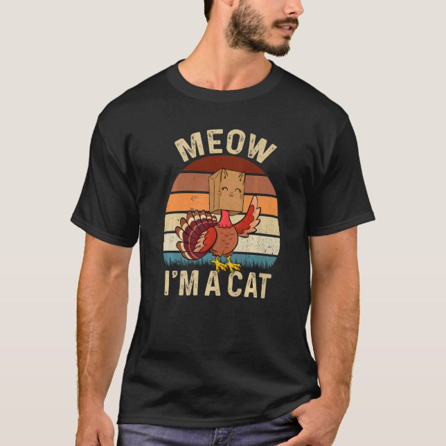Thanksgiving  Turkey Fake Cat Retro Vinage Cats T Shirt (Framsida)
