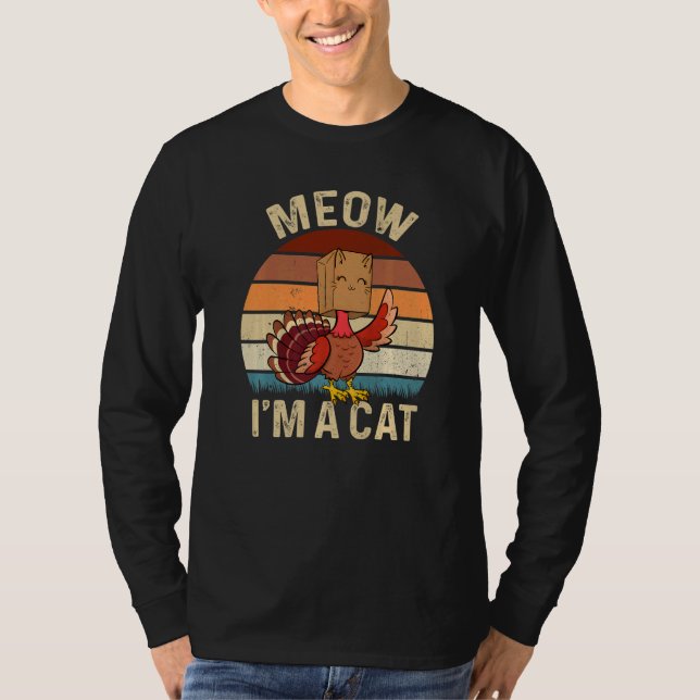 Thanksgiving  Turkey Fake Cat Retro Vinage Cats T Shirt (Framsida)