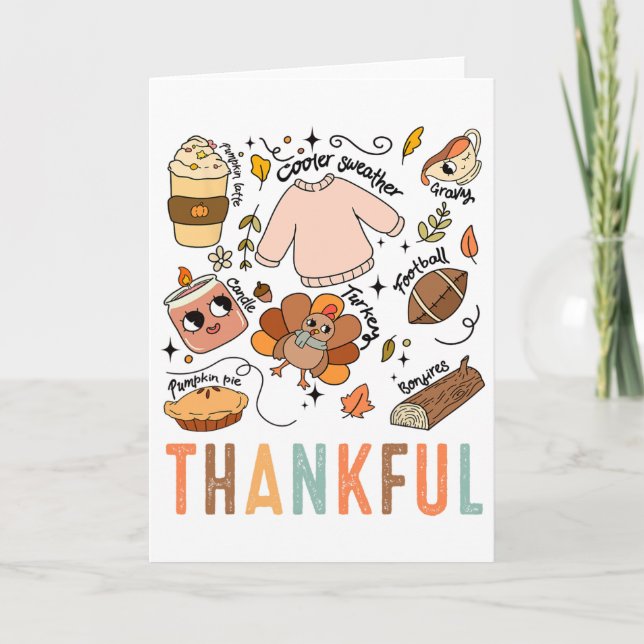 Thanksgiving Turkey Fall Thankful Graphic Familywo Kort (Framsida)